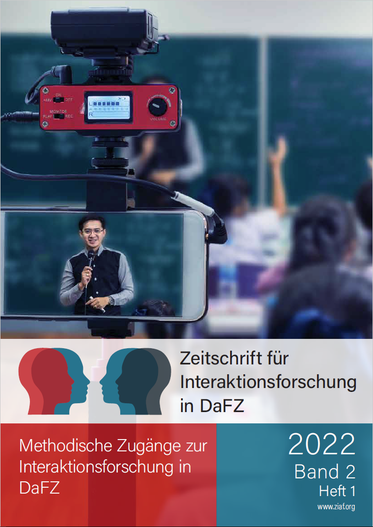 					Ansehen Bd. 2 Nr. 1 (2022): Methodische Zugänge zur Interaktionsforschung in DaFZ
				